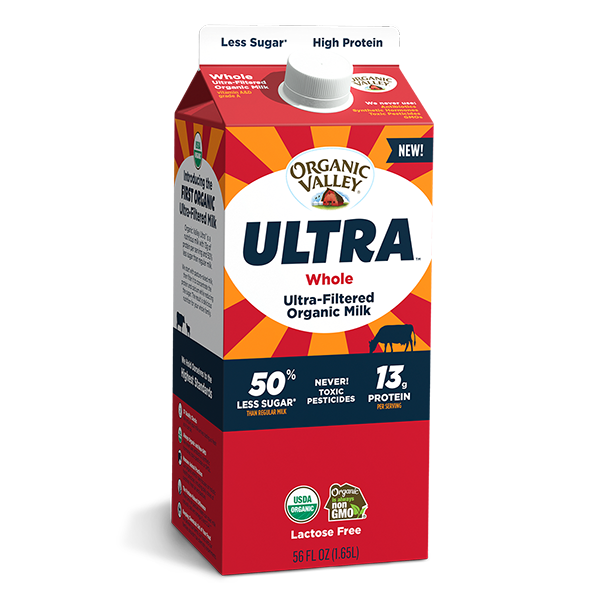 Organic Valley ULTRA Whole. Ultra-Filtered Organic Milk. Lactose Free 56 Oz