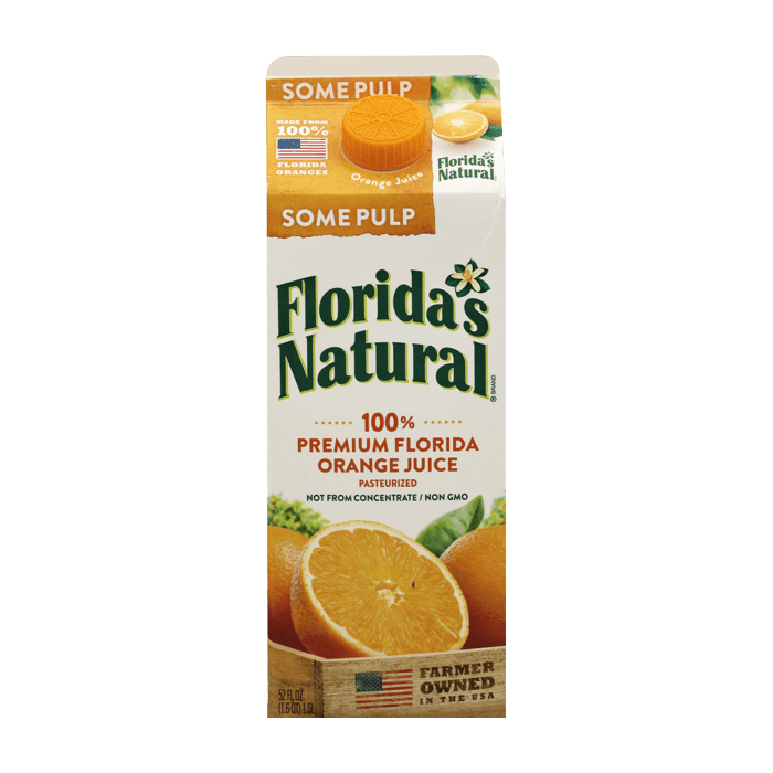 Floridas Natural Premium 100% Orange Juice Some pulp 52oz